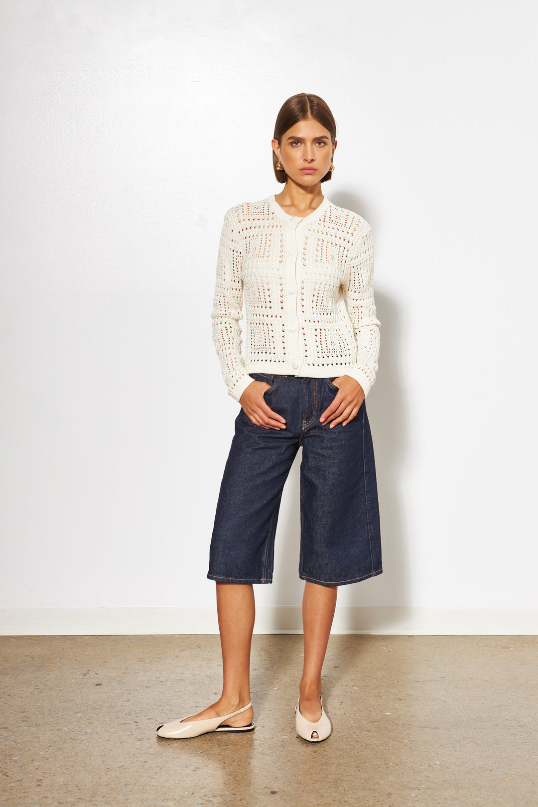 MELROSE OPEN KNIT CARDIGAN (GARDENIA) - LINE