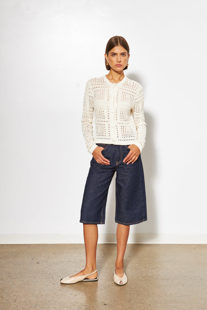 MELROSE OPEN KNIT CARDIGAN (GARDENIA) - LINE