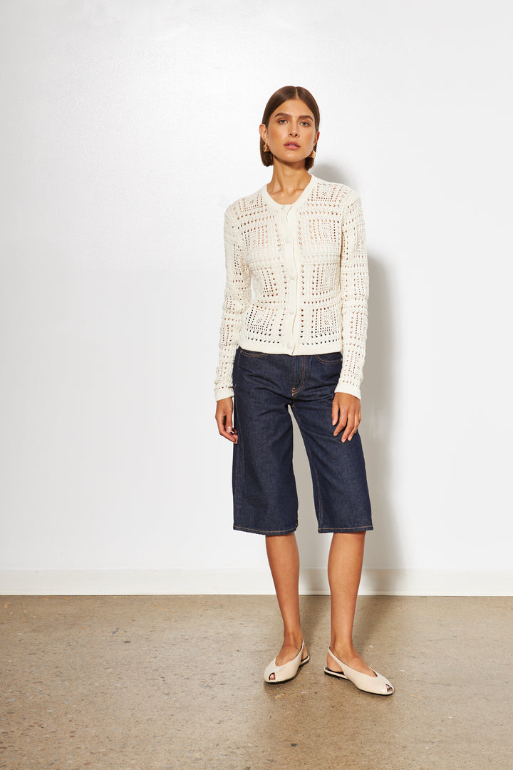 MELROSE OPEN KNIT CARDIGAN (GARDENIA) - LINE