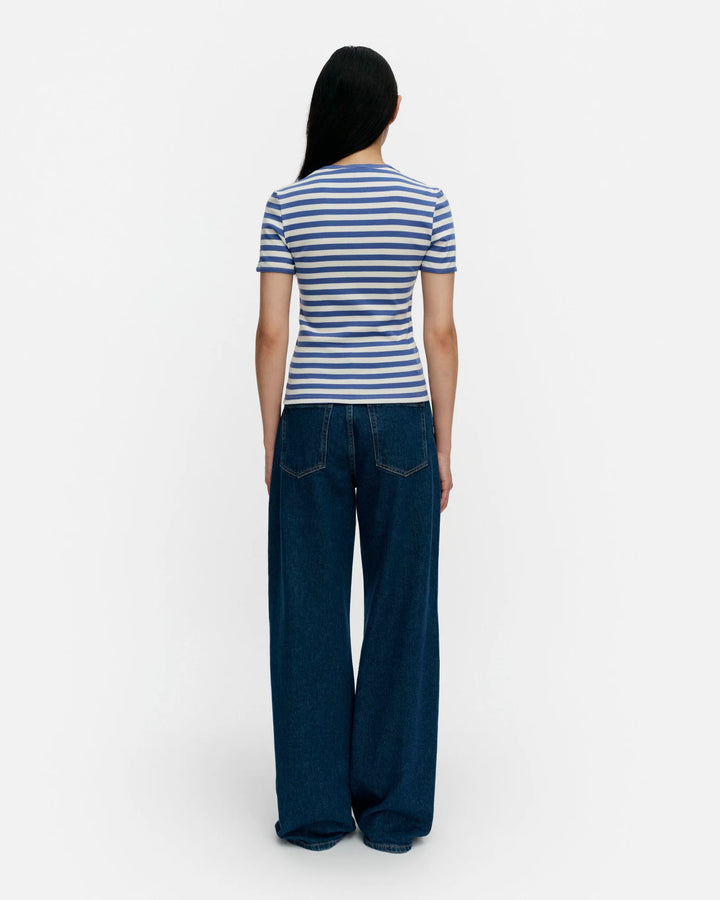 KUKKEA TASARAITA UNIKKO KIOSKI T-SHIRT (BLUE) - MARIMEKKO