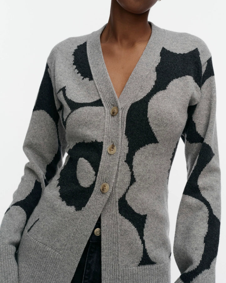 KUMMA UNIKKO KINTTED CARDIGAN (LIGHT GREY/DARK GREY) - MARIMEKKO