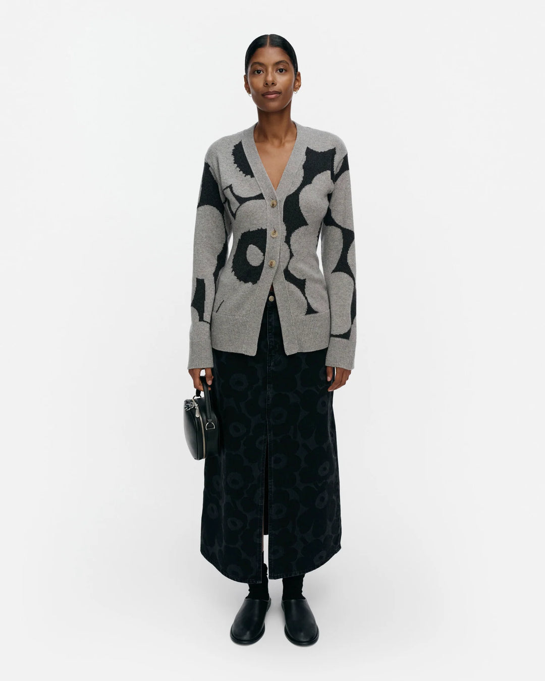 KUMMA UNIKKO KINTTED CARDIGAN (LIGHT GREY/DARK GREY) - MARIMEKKO