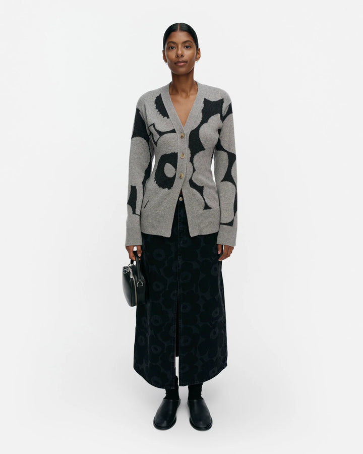 KUMMA UNIKKO KINTTED CARDIGAN (LIGHT GREY/DARK GREY) - MARIMEKKO