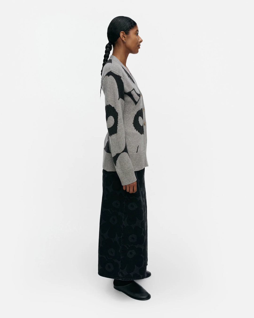 KUMMA UNIKKO KINTTED CARDIGAN (LIGHT GREY/DARK GREY) - MARIMEKKO