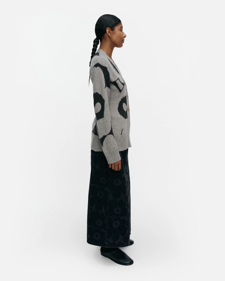 KUMMA UNIKKO KINTTED CARDIGAN (LIGHT GREY/DARK GREY) - MARIMEKKO
