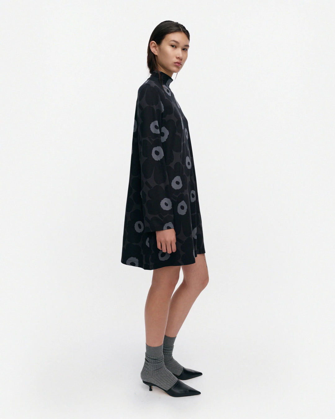 TUSKIN UNIKKO JERSEY DRESS (BLACK/DARK GREY) - MARIMEKKO