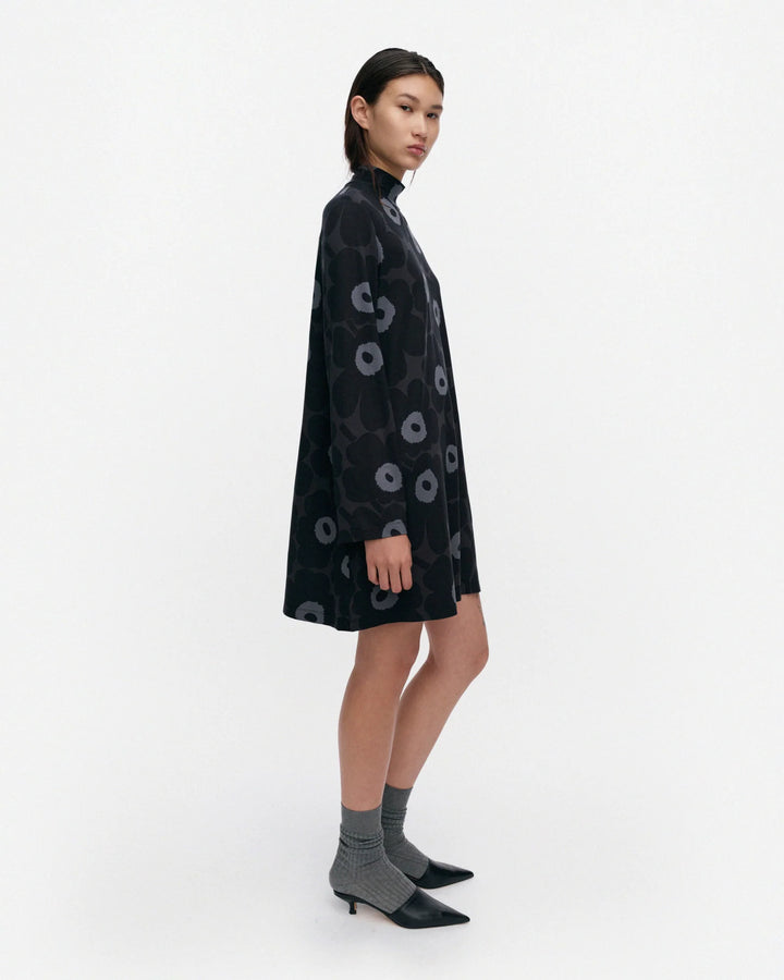 TUSKIN UNIKKO JERSEY DRESS (BLACK/DARK GREY) - MARIMEKKO