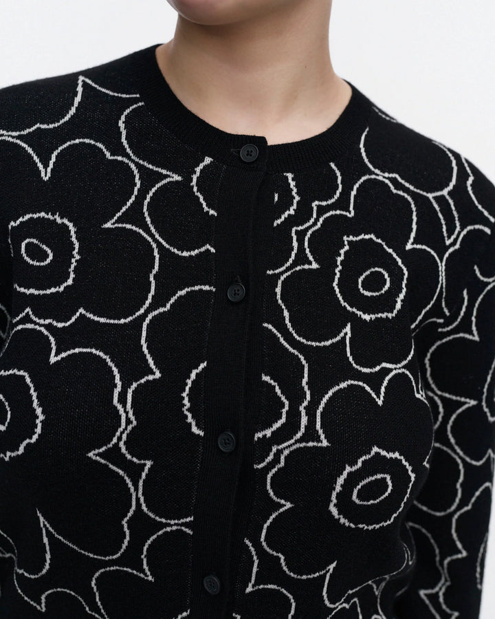 VILLI PIIRTO UNIKKO KNITTED CARDIGAN (BLACK/OFF WHITE) - MARIMEKKO