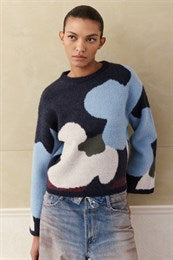 LANE ABSTRACT KNIT SWEATER (NAVY BLUE) - MELISSA NEPTON