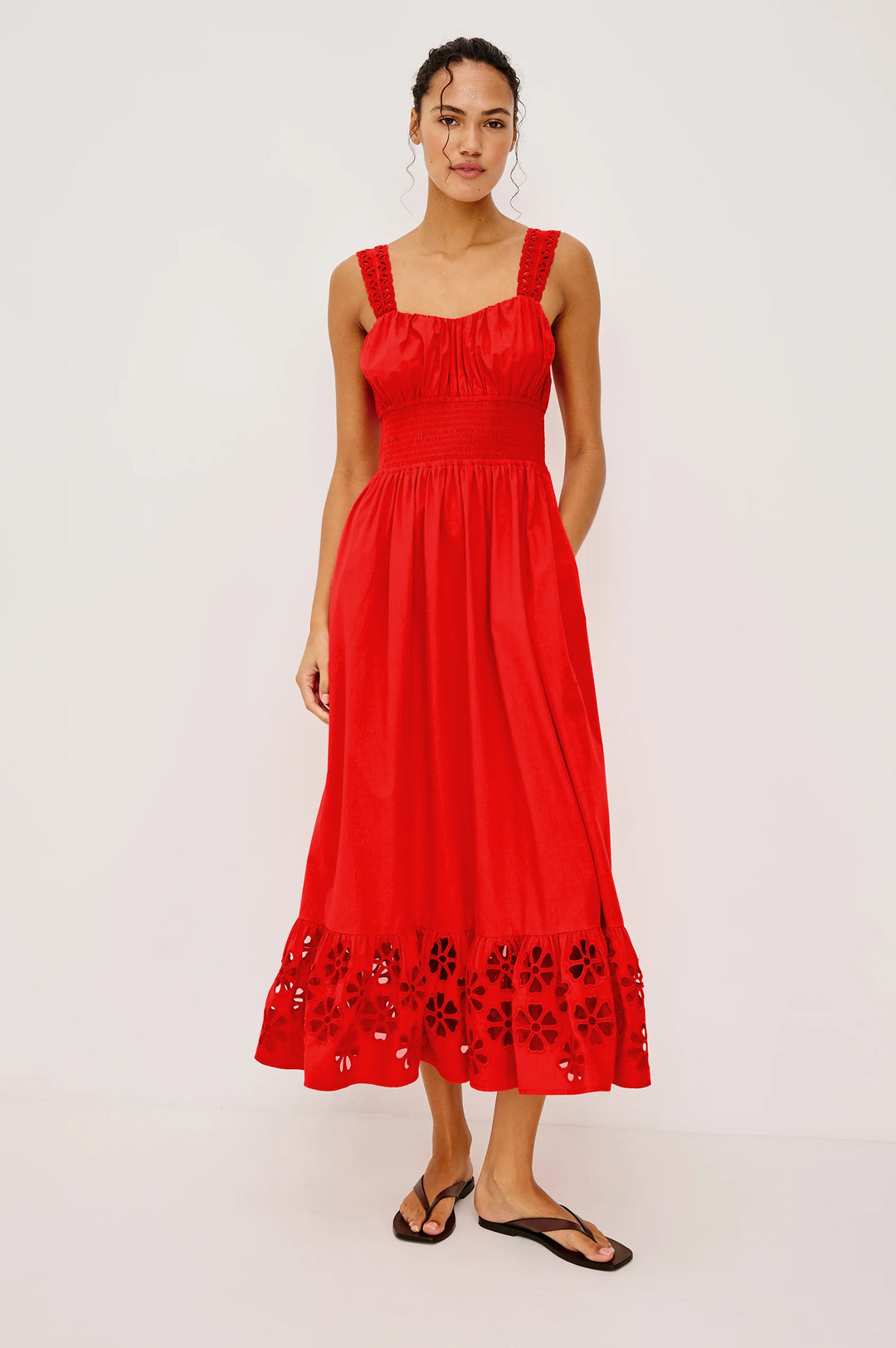 MOIRA MIDI DRESS (SCARLET) - RAILS