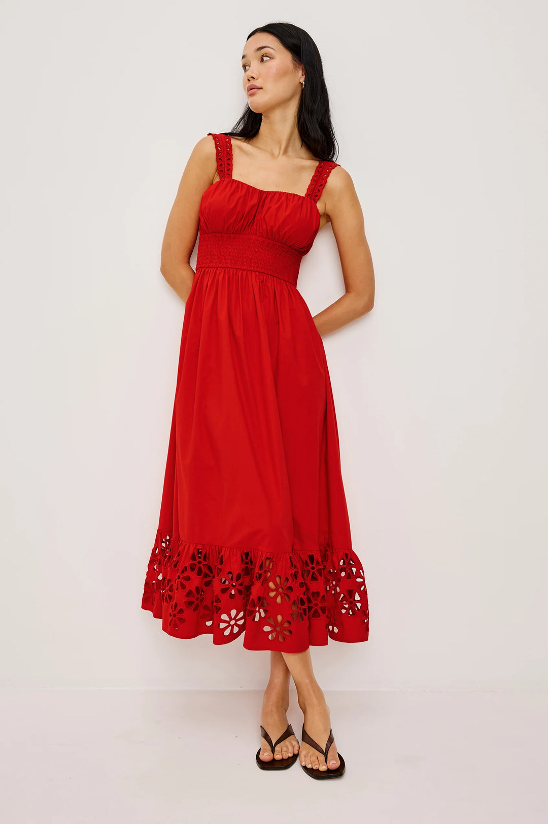 MOIRA MIDI DRESS (SCARLET) - RAILS