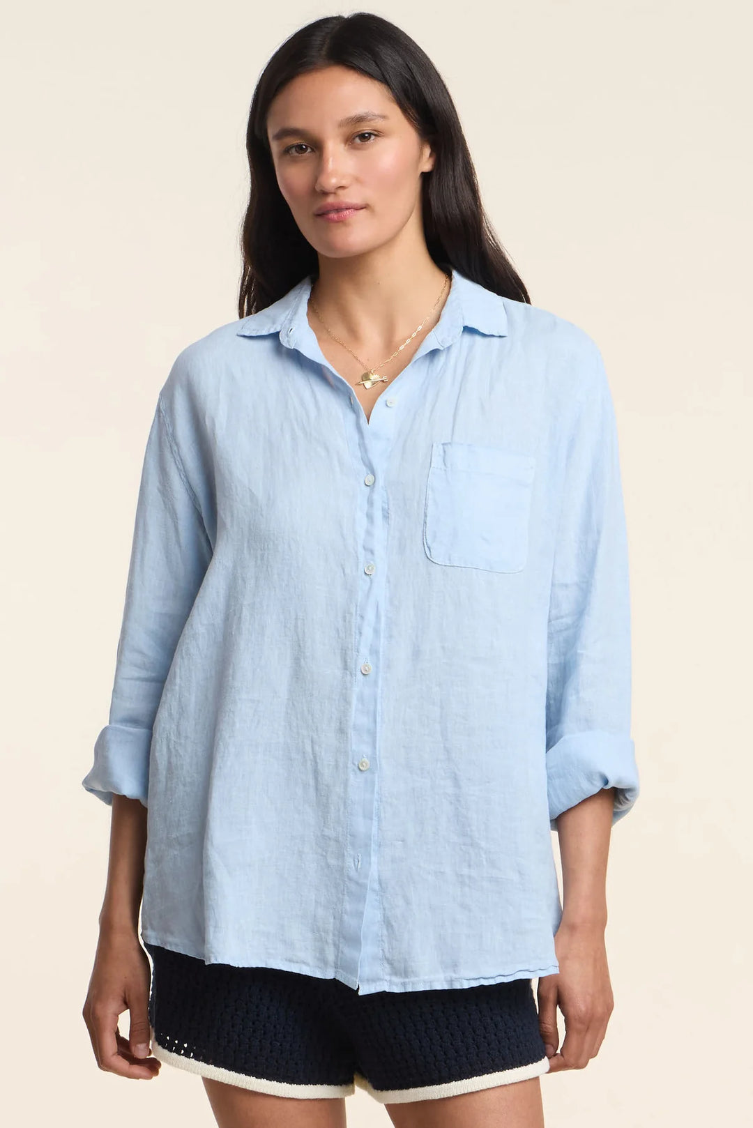 MULHOLLAND WOVEN LINEN TOP (BILLOW) - VELVET