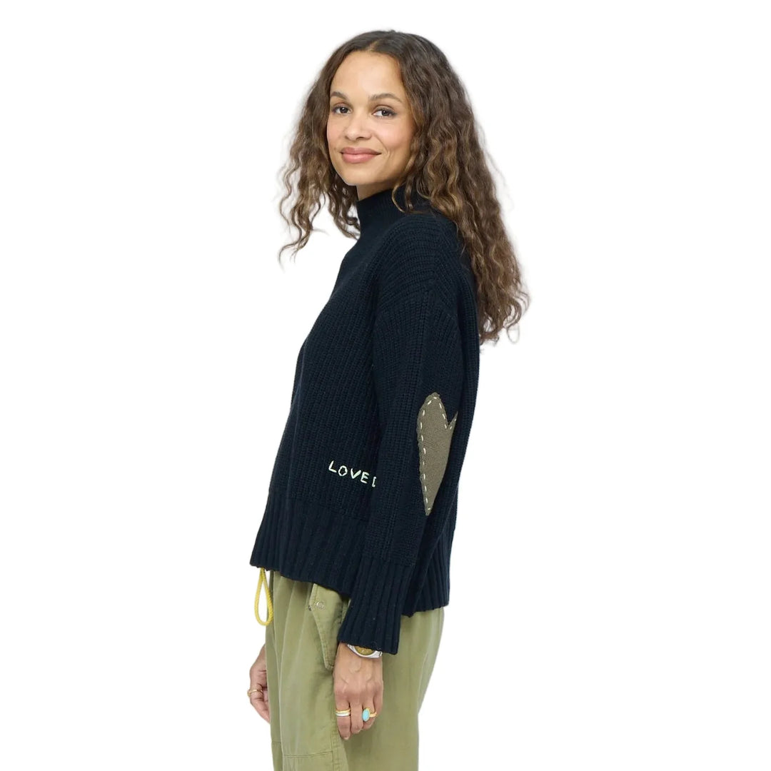 MARLOW IMPERFECT HEART SWEATER (BLACK) - KERRI ROSENTHAL