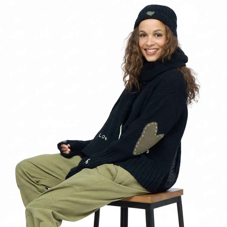 MARLOW IMPERFECT HEART SWEATER (BLACK) - KERRI ROSENTHAL
