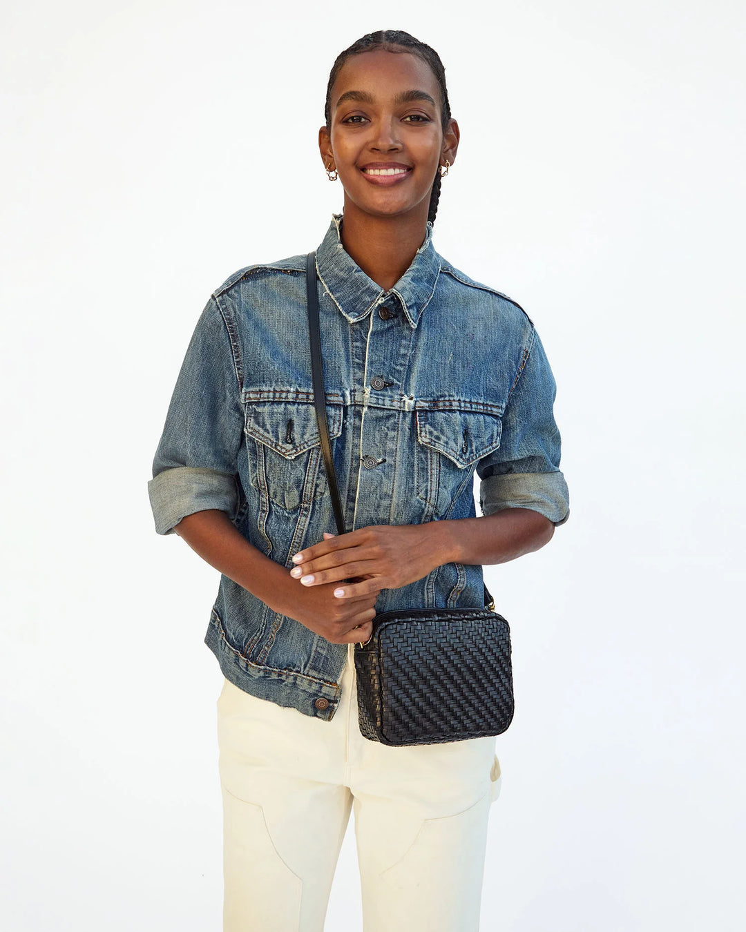 WOVEN ZIG-ZAG MIDI SAC (BLACK) CLARE