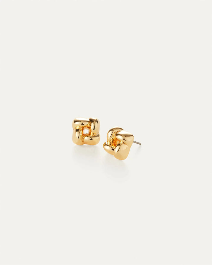 MINI WOVEN SQUARE EARRINGS (GOLD) - JENNY BIRD