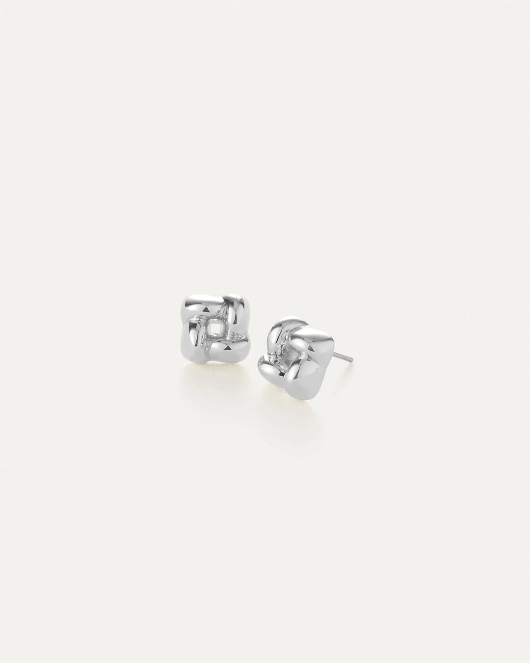 MINI WOVEN SQUARE EARRINGS (SILVER) - JENNY BIRD