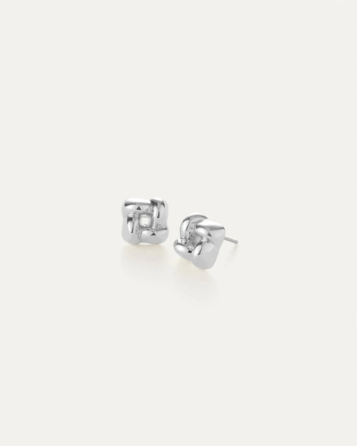 MINI WOVEN SQUARE EARRINGS (SILVER) - JENNY BIRD