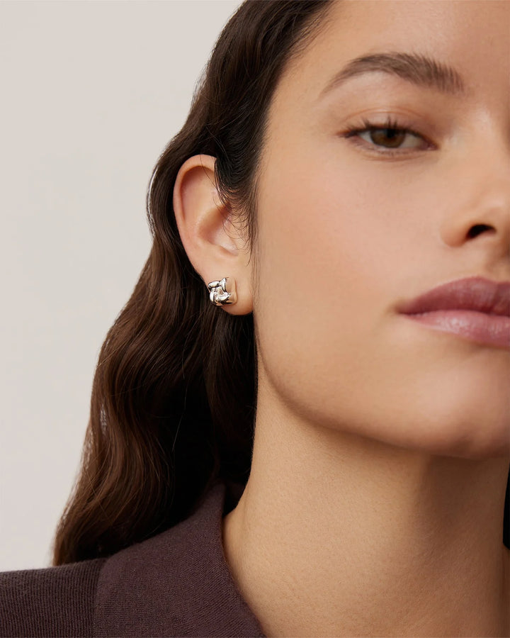 MINI WOVEN SQUARE EARRINGS (SILVER) - JENNY BIRD