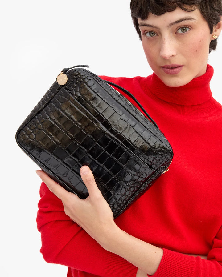 MIRABEL (BLACK EMBOSSED CROC) - CLARE V.
