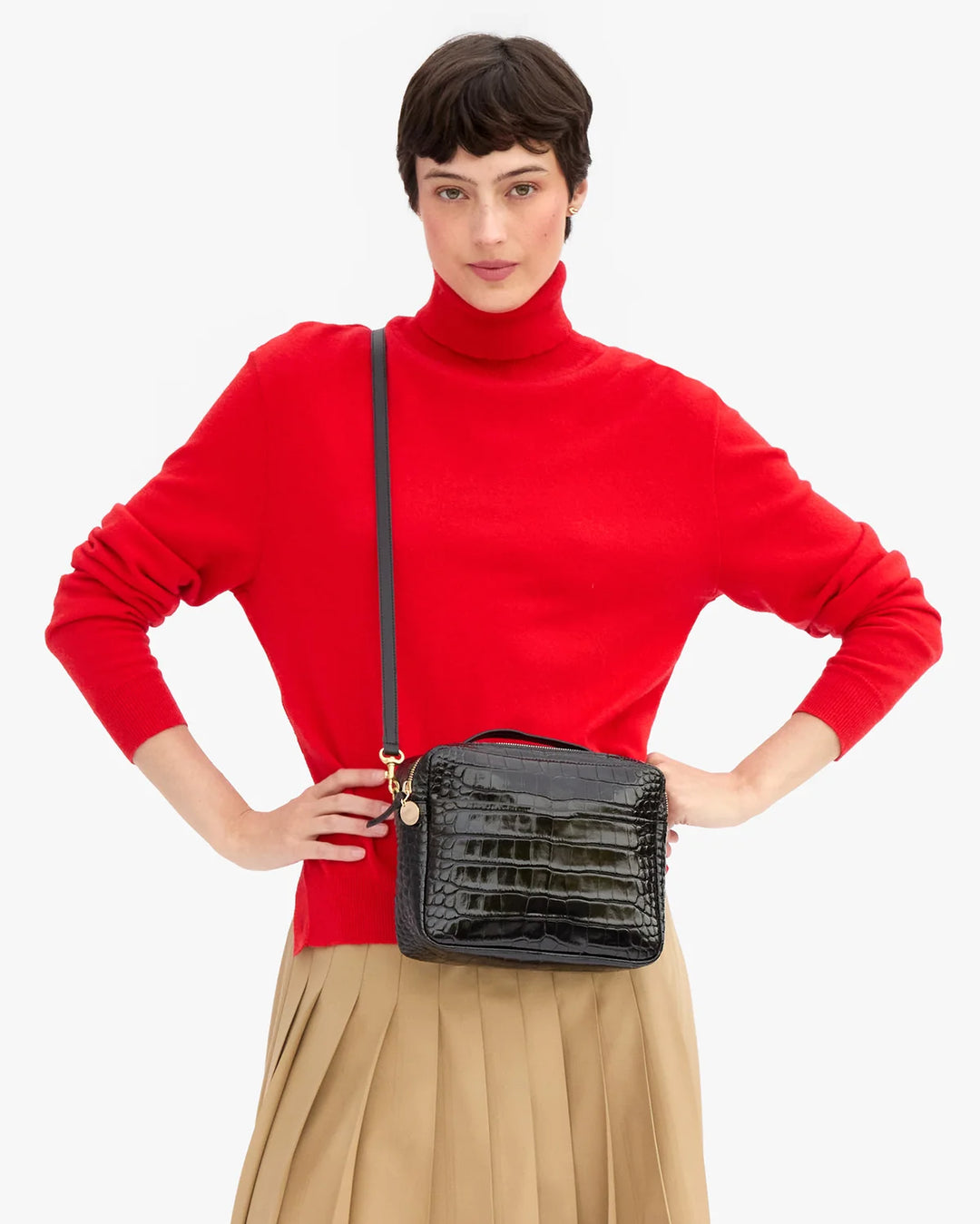 MIRABEL (BLACK EMBOSSED CROC) - CLARE V.