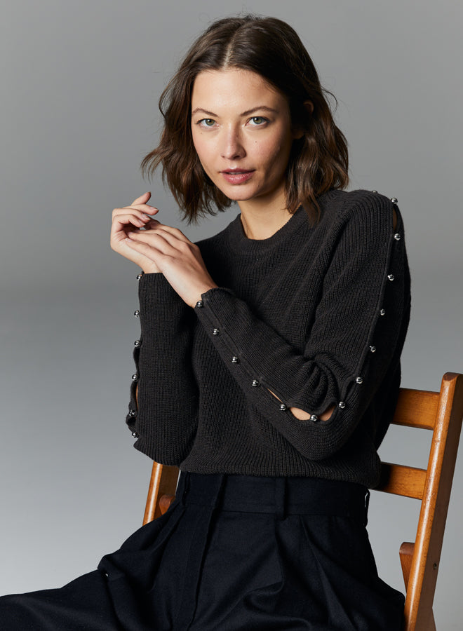 OPEN SLEEVE CREWNECK SWEATER - AUTUMN CASHMERE