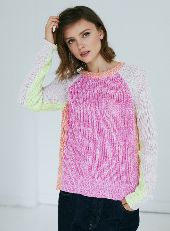 MARLED COLOUR BLOCK SHAKER SWEATER (BRIGHT COMBO)
