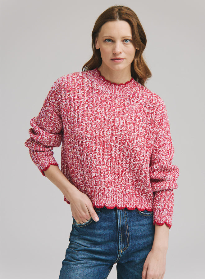 TIPPED LADDER STITCH CREWNECK - AUTUMN CASHMERE