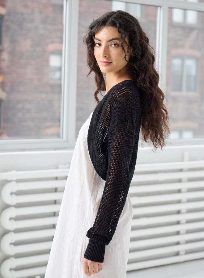MESH LAYERING SHRUG (BLACK) - AUTUMN CASHMERE