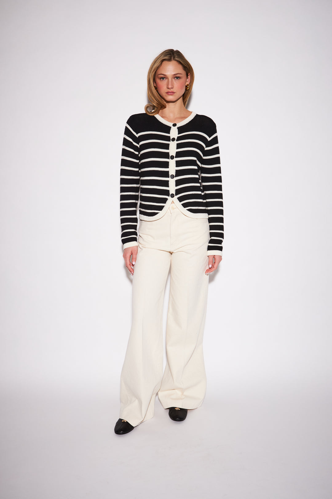 NAOMI STRIPED CARDIGAN (NOIR STRIPE) - JOHN+JENN