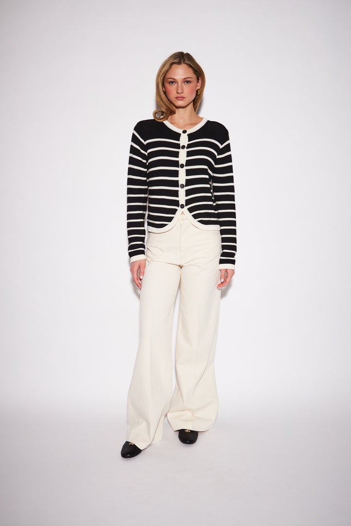 NAOMI STRIPED CARDIGAN (NOIR STRIPE) - JOHN+JENN