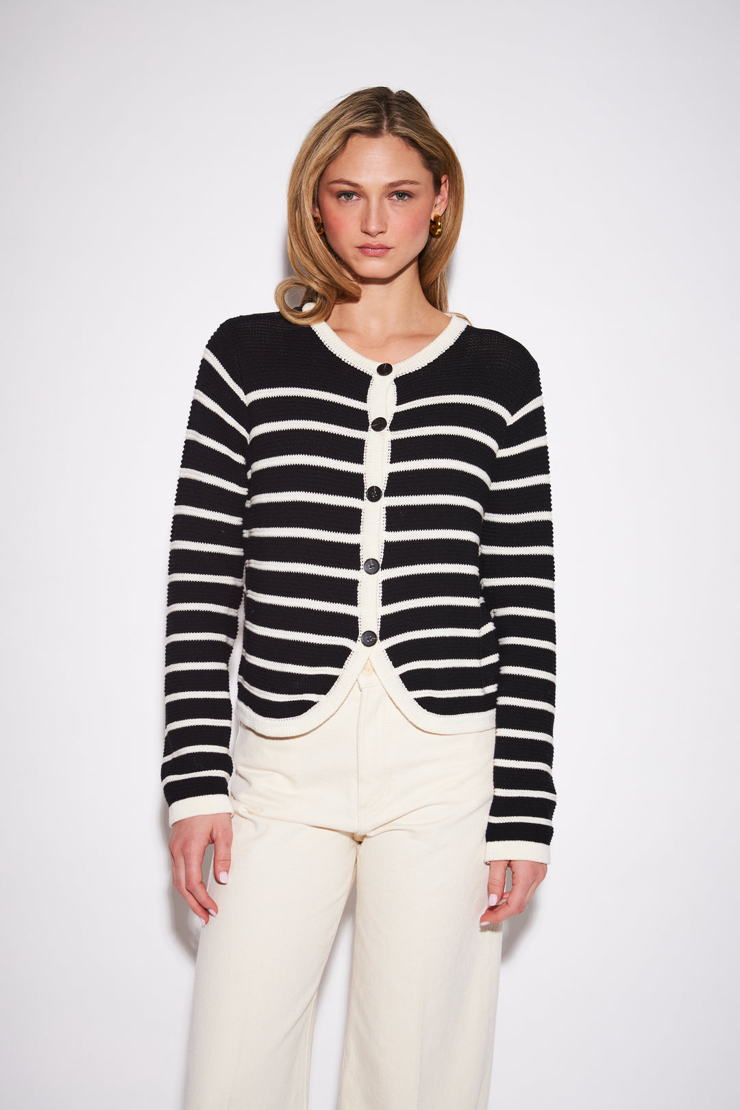 NAOMI STRIPED CARDIGAN (NOIR STRIPE) - JOHN+JENN