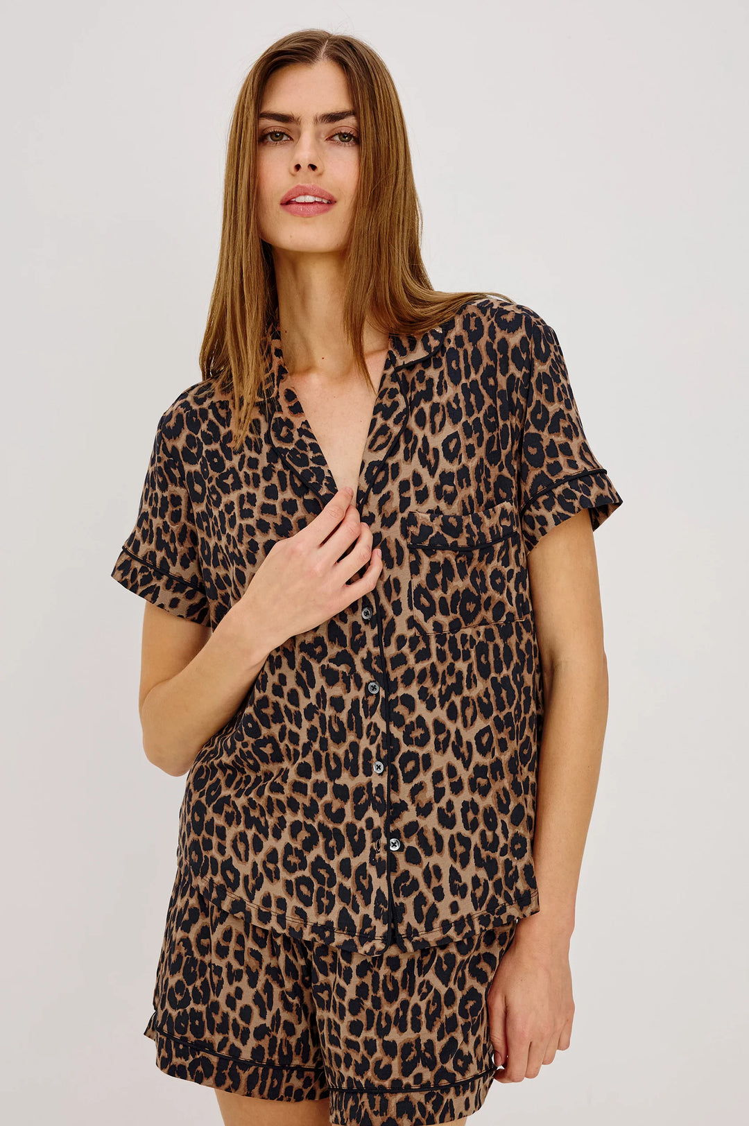 NESSA SHORT PYJAMA SET (BROWN NALA) - RAILS