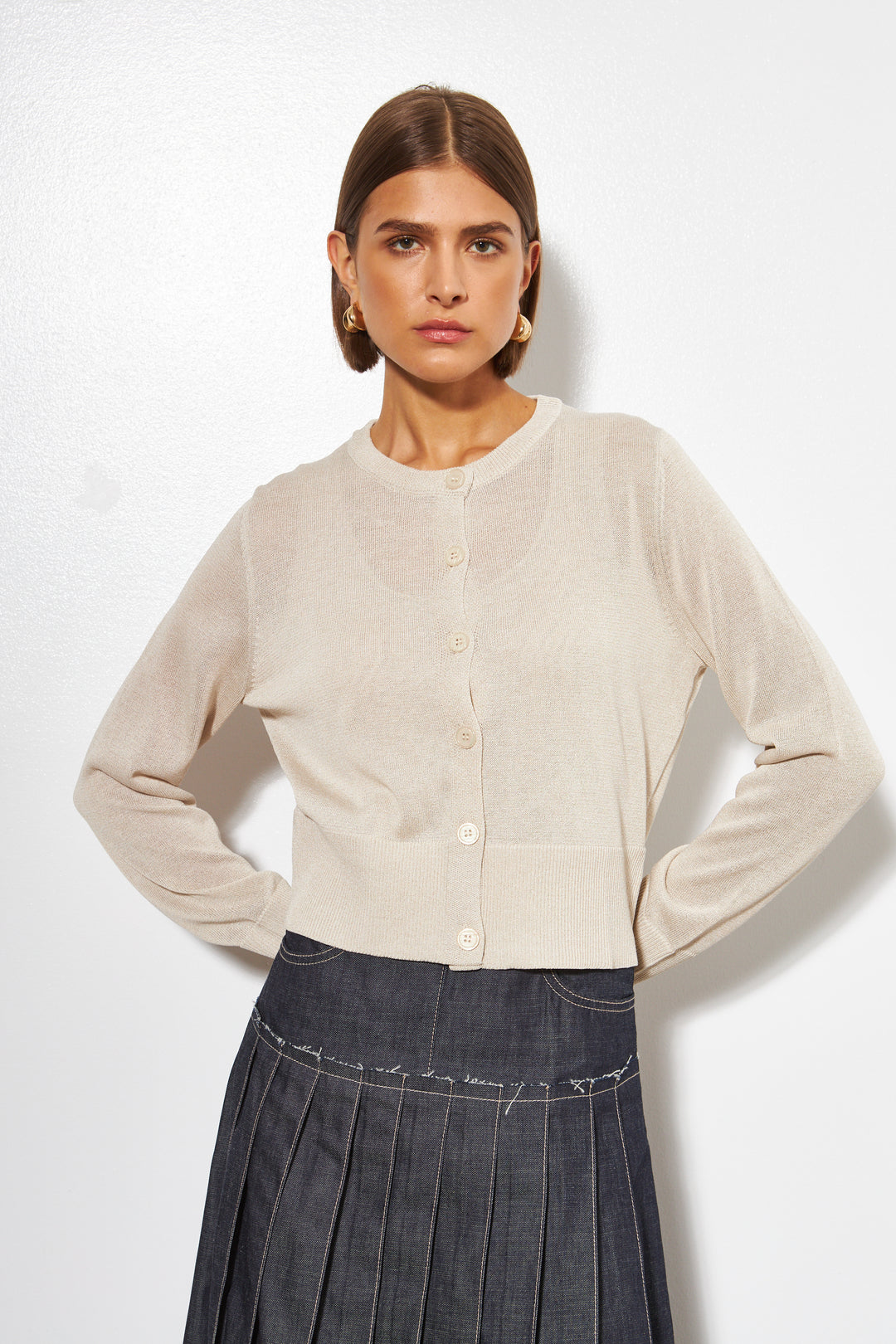 NORAH BUTTON-UP CARDIGAN (SEASHELL SHIMMER) - LINE