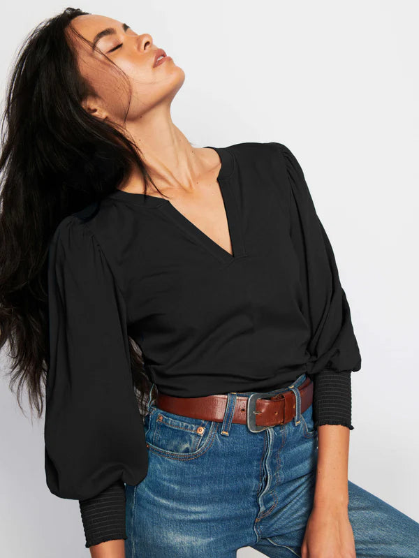FLORA PEASANT TEE (BLACK) - NATION