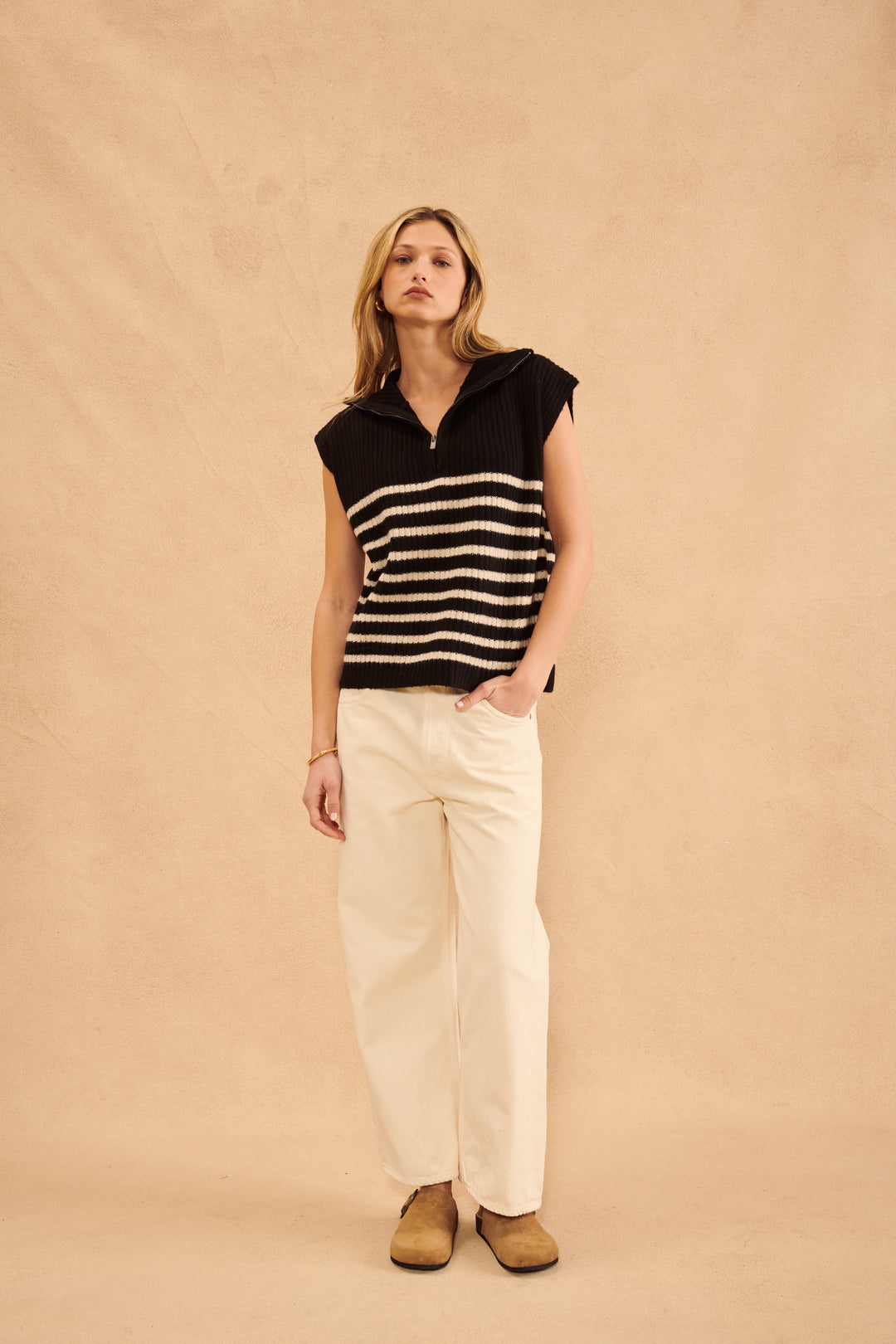 OTTO QUARTER ZIP SWEATER VEST - JOHN+JENN