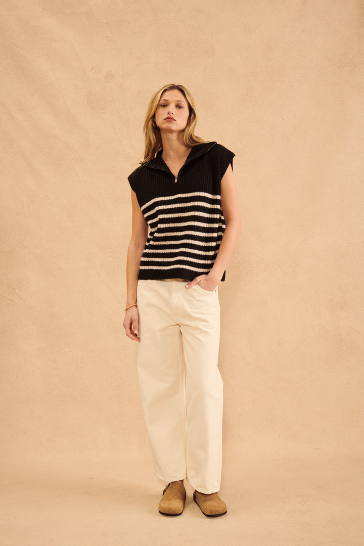 OTTO QUARTER ZIP SWEATER VEST - JOHN+JENN