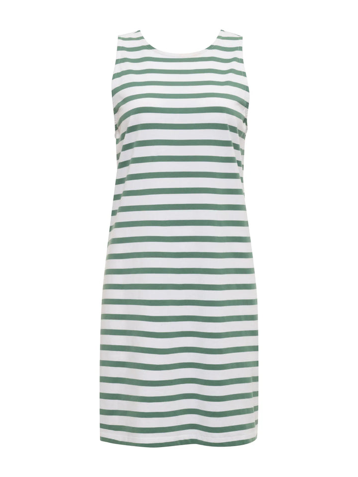 ON THE YACHT SHIFT DRESS (GREEN JUICE/WHITE) - SANCTUARY
