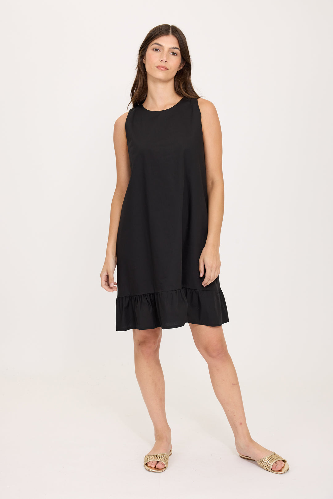 POPLIN CORRON SLEEVELESS DRESS (BLACK) - PISTACHE