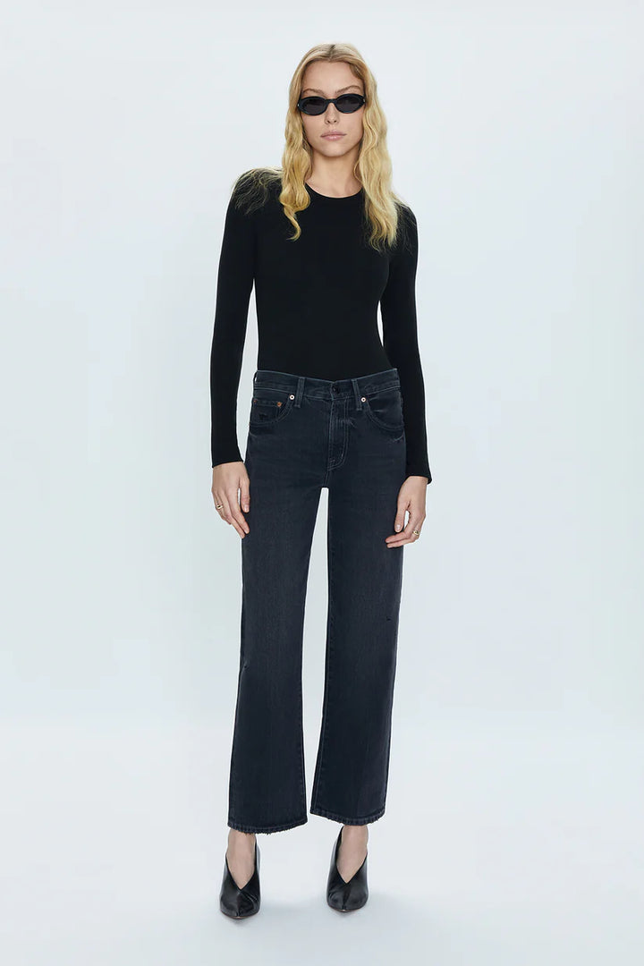 LEXI MID RISE BOWED STRAIGHT PANT (MERCURY) - PISTOLA
