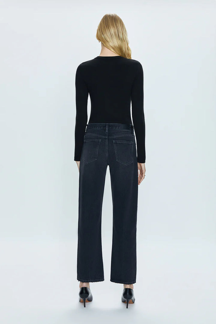 LEXI MID RISE BOWED STRAIGHT PANT (MERCURY) - PISTOLA
