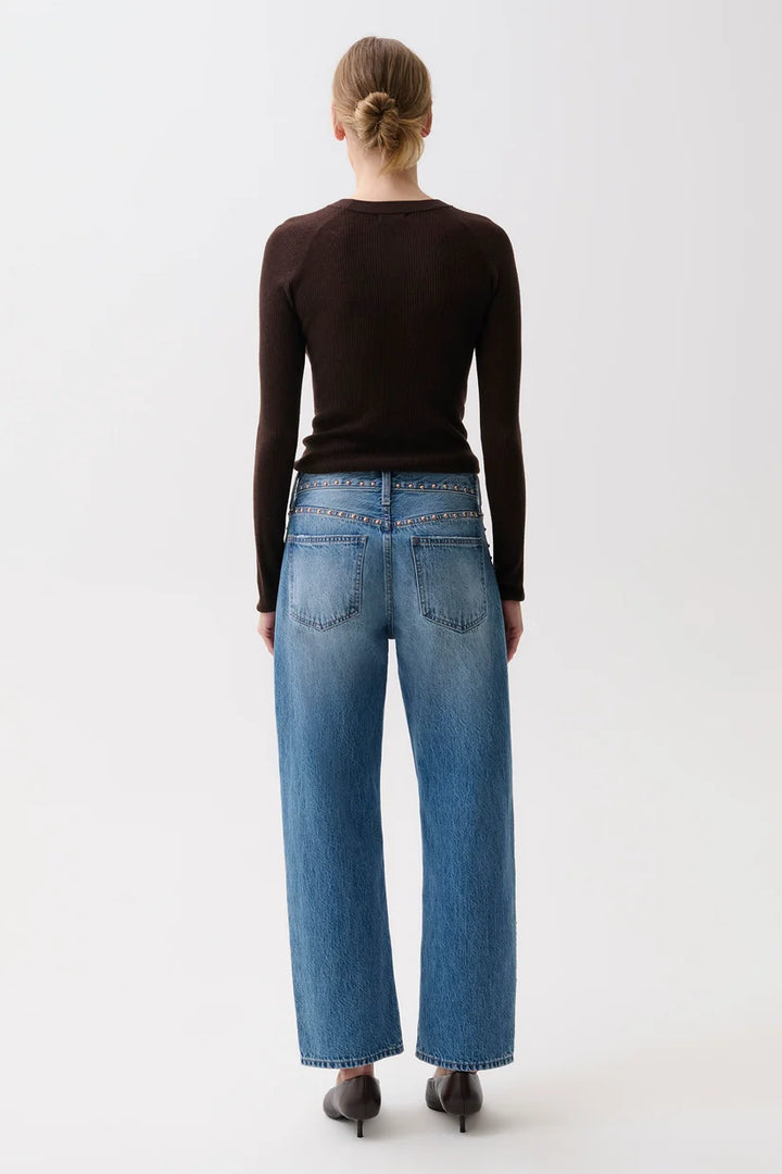 LEXI MID RISE BOWED STRAIGHT PANT (STAR STUDDED) - PISTOLA