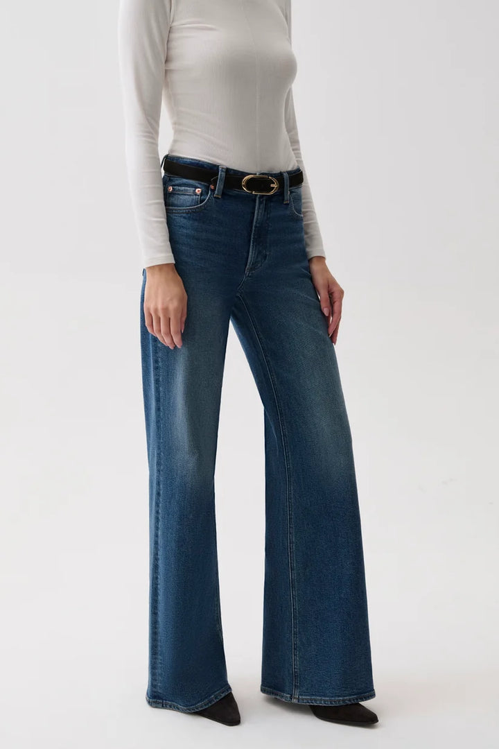 VIVIAN MID RISE WIDE LEG PANT (BLUE DEPTHS) - PISTOLA