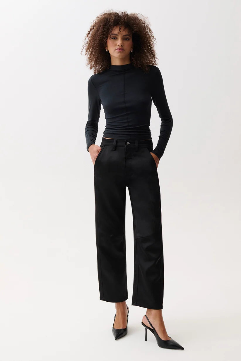 BEAU SATEEN SEAMED CRESCENT LEG (BLACK SATEEN) - PISTOLA