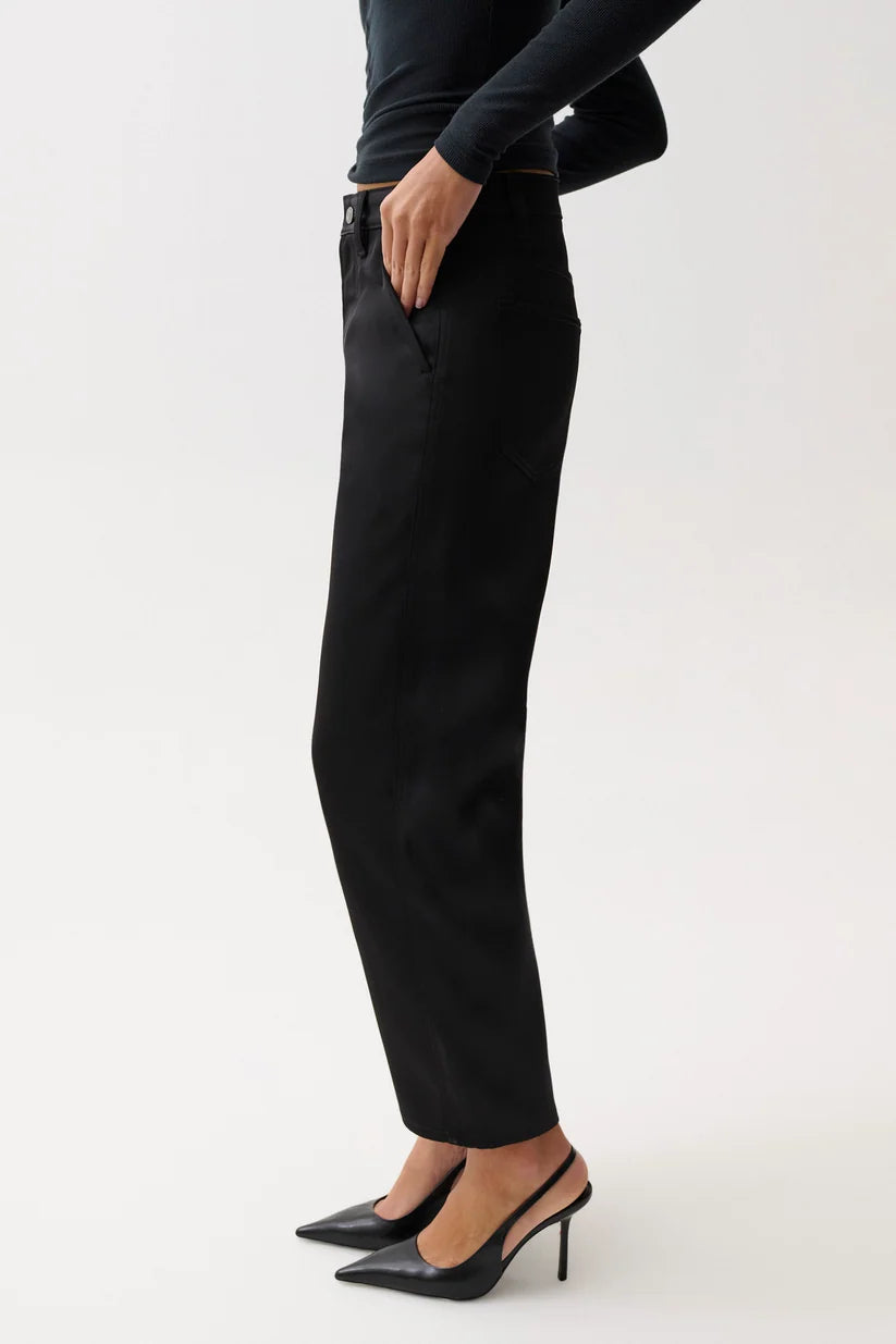BEAU SATEEN SEAMED CRESCENT LEG (BLACK SATEEN) - PISTOLA