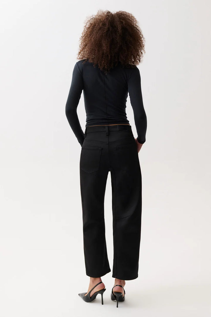 BEAU SATEEN SEAMED CRESCENT LEG (BLACK SATEEN) - PISTOLA