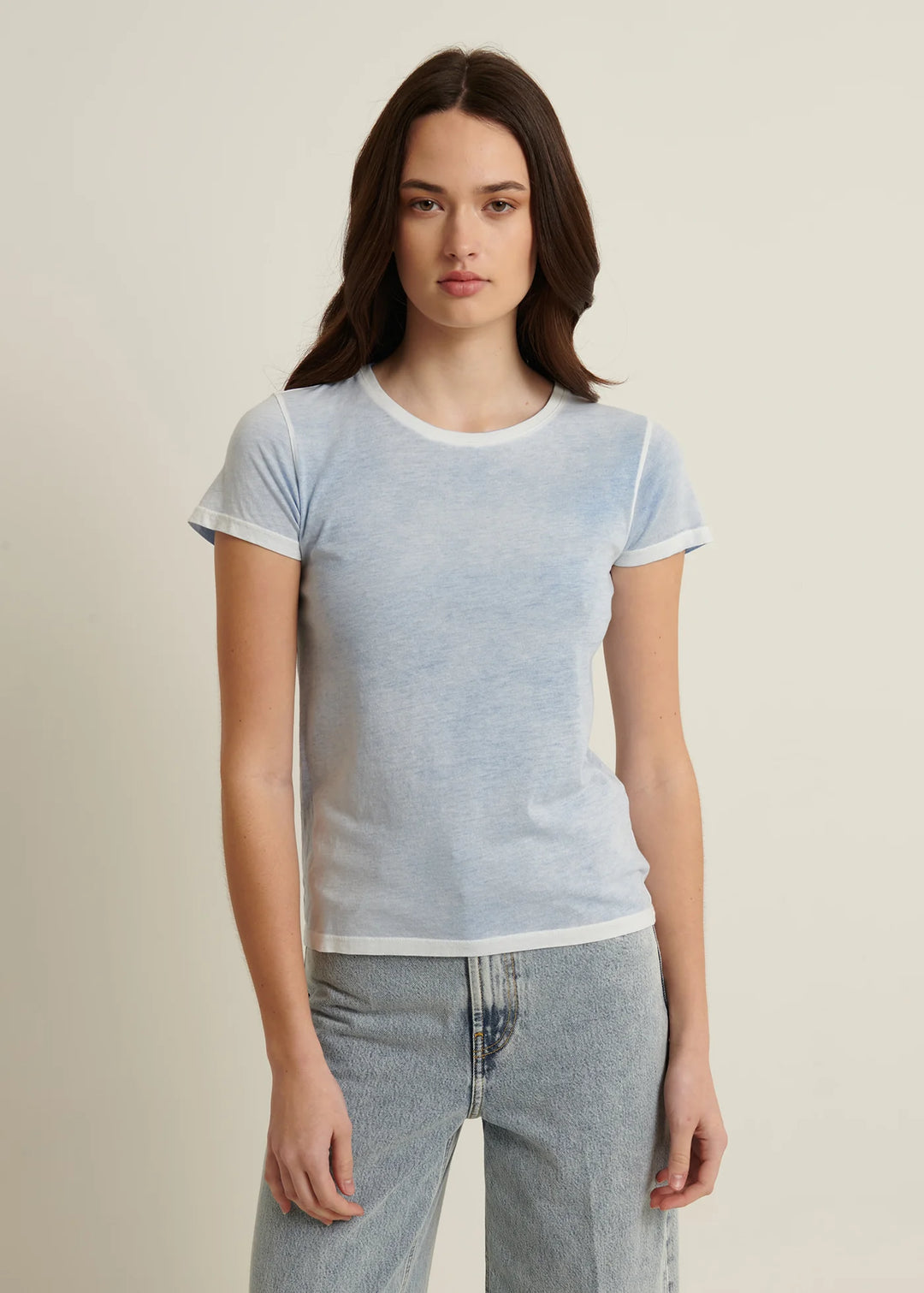 SHORT SLEEVE PIMA CLASSIC REVRSE SPRAY CREW (ISLAND BLUE) - PATRICK ASSARAF