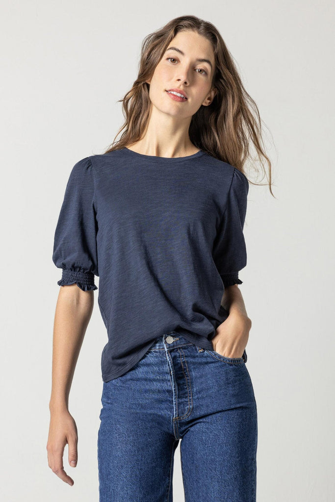 SMOCKED CUFF SHORT SLEEVE CREW - LILLA P