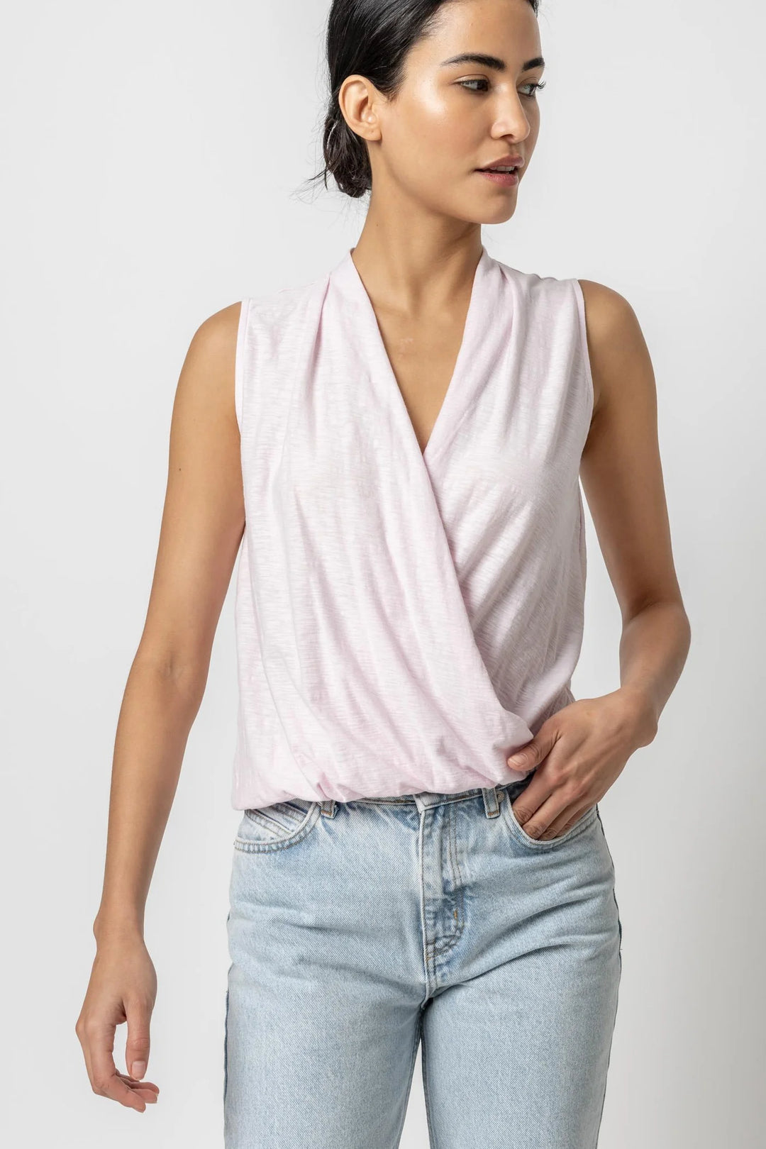 SLEEVELESS FAUX WRAP TOP - LILLA P