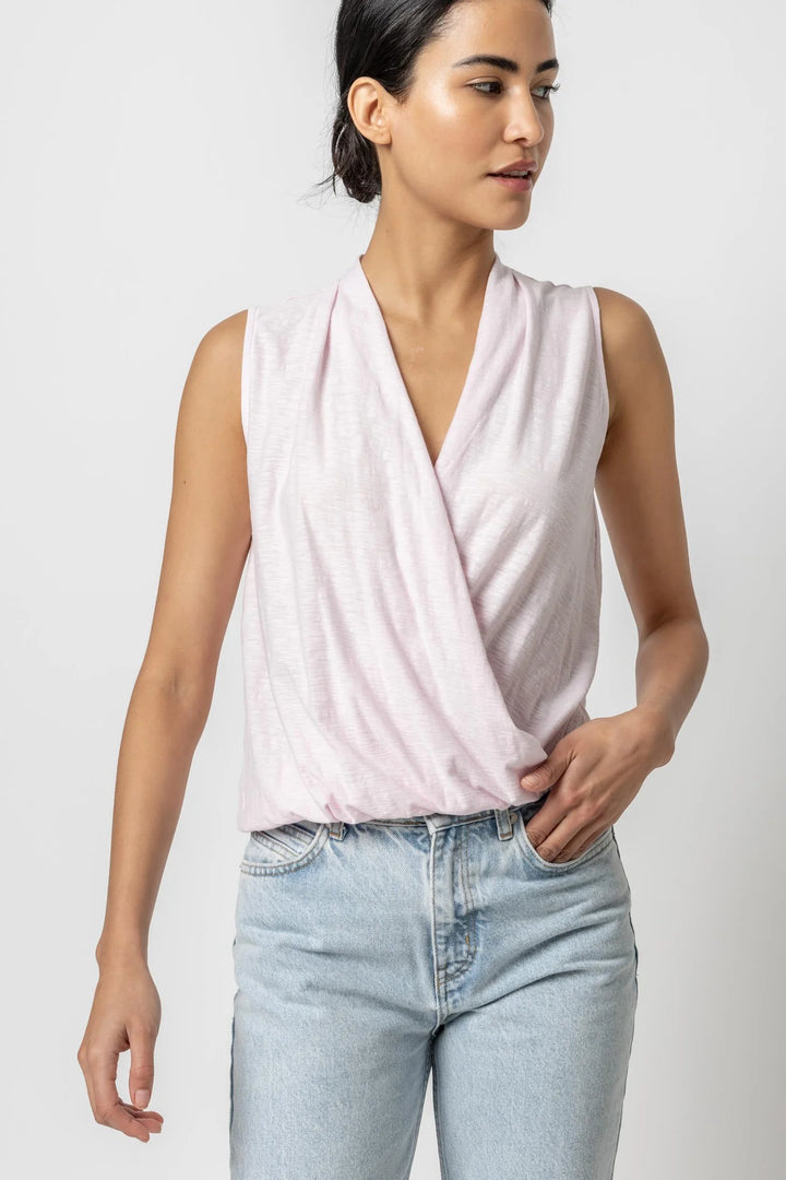 SLEEVELESS FAUX WRAP TOP - LILLA P